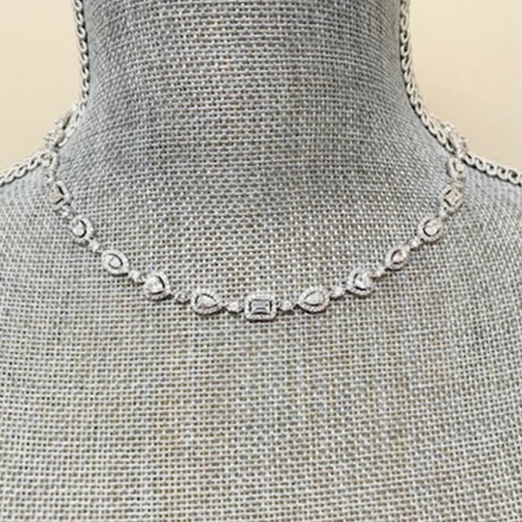 Rectangle, Pear, and Trillion Cubic Zirconia Necklace-Boutique - Picture 2 of 5